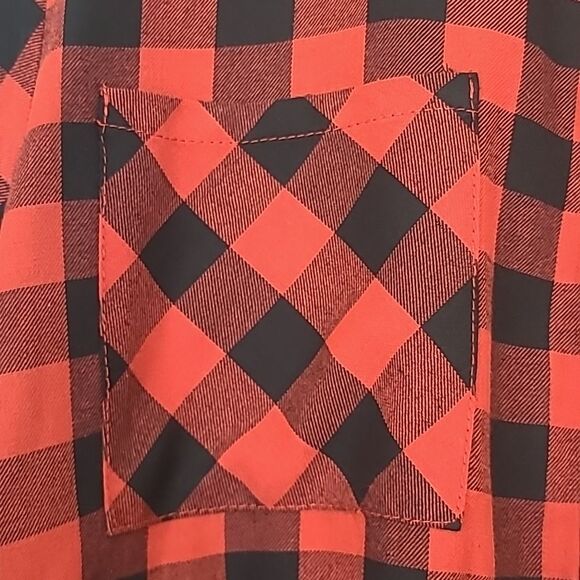 Suzanne Betro Plus Buffalo Plaid Red Bkack Babydoll Dress Long Sleeve Size 2X - Picture 4 of 13